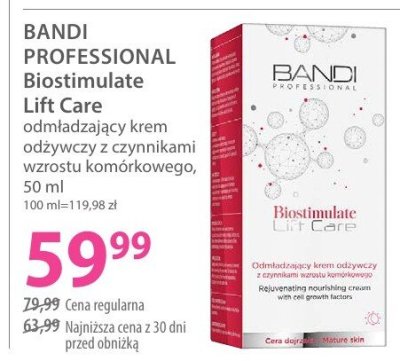 Krem BANDI PROFESSIONAL Biostimulate Lift Cream odmładzający krem odżywczy z czynnikami wzrostu komórkowego promocja w Hebe