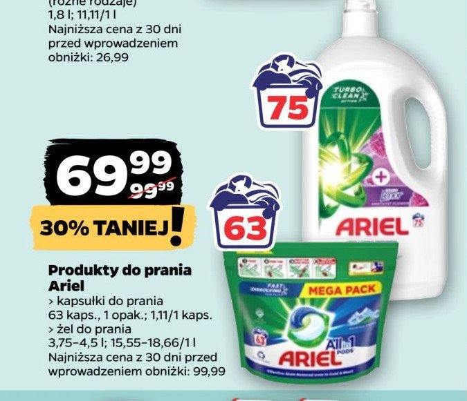 Kapsułki do prania original Ariel all in 1 promocja w Netto