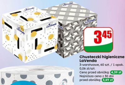 Chusteczki higieniczne LaVenda promocja w Dino