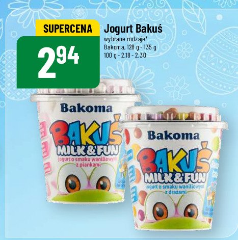 Jogurt waniliowy z piankami Bakoma bakuś milk & fun promocja