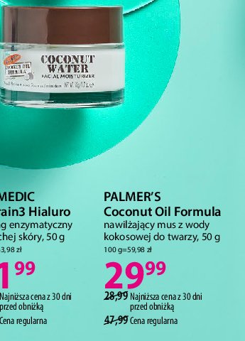 Mus nawilżający do twarzy Palmer's coconut oil formula promocja