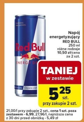 Napój energetyzujący RED BULL 250 ml promocja w Carrefour Express