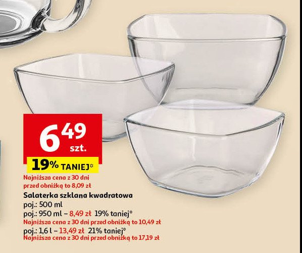 Salaterka szklana kwadratowa 1.6 l promocja