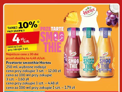 Smoothie mango acerola quinoa jabłko pomarańcza banan Hortex przetarte promocja w Auchan