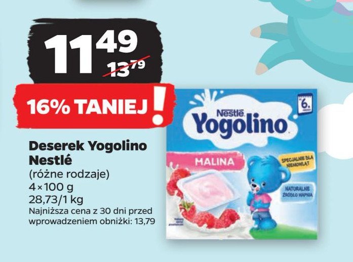 Deserek malinowy Nestle yogolino (jogolino) promocja w Netto