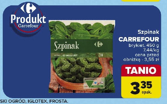 Szpinak brykiet mrożony Carrefour promocja