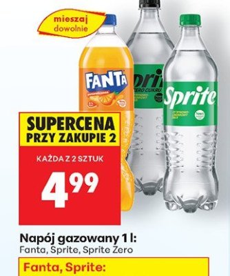 Napój gazowany Sprite Zero 1 l promocja w Biedronka