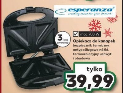 Opiekacz 700 w Esperanza promocja