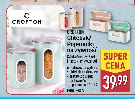 Puszki na żywność 1.5 l + 2 l Crofton promocja w Aldi