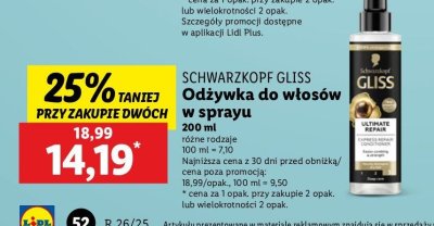 Odżywka do włosów Gliss kur ultimate repair promocja