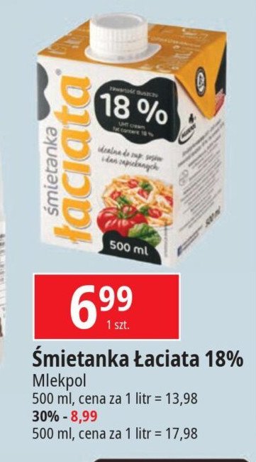 Śmietana 18% Łaciata promocja w Leclerc