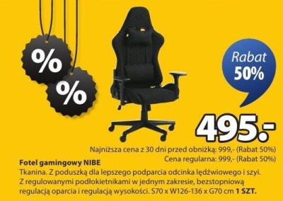 Fotel gamingowy NIBE promocja w Jysk