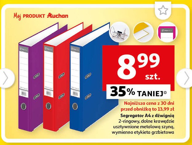 Segregator a4 2 ringi Auchan promocja