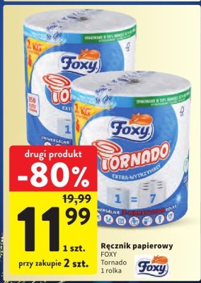 Ręcznik papierowy FOXY Tornado 1 rolka promocja w Intermarche