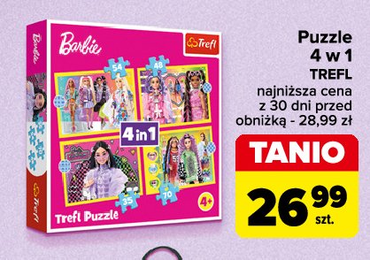 Puzzle 4 w 1 barbie Trefl promocja w Carrefour