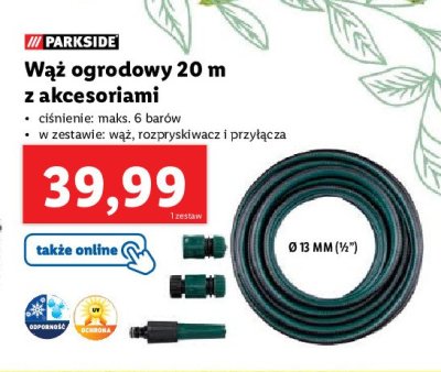 Wąż ogrodowy 10 m z zestawem akceseriów Parkside promocja