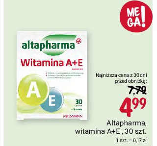 Witaminy a + e Altapharma promocja w Rossmann