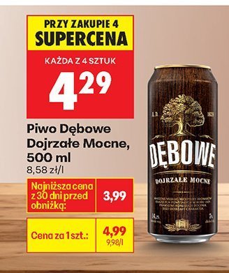 Piwo Dębowe Dojrzałe Mocne 500 ml promocja w Biedronka