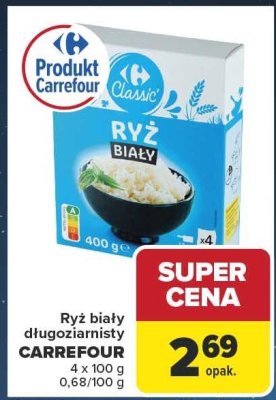Ryż biały długoziarnisty CARREFOUR 4 x 100 g promocja w Carrefour