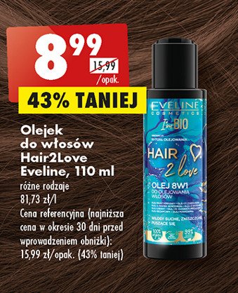 Olejek do włosów hair 2 love Eveline i'm bio promocja