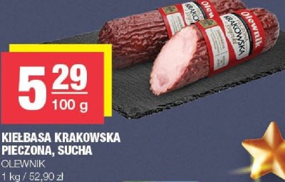 Kiełbasa krakowska pieczona, sucha Olewnik promocja w SPAR