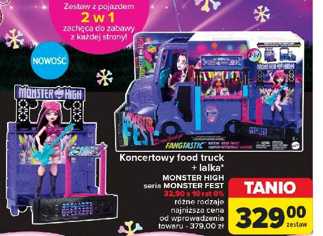 Koncertowy food truck z lalką monster high Mattel promocja w Carrefour