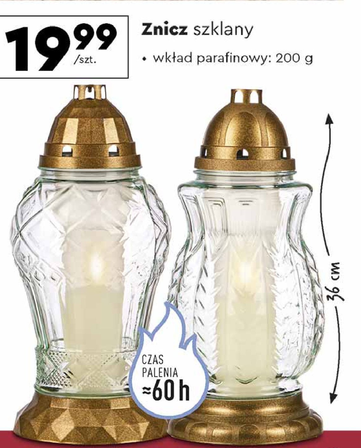 Znicz szklany 200 g 60 h promocja