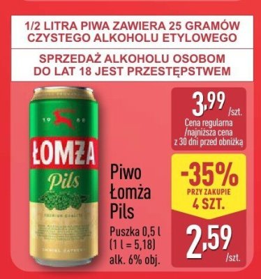 Piwo Łomża Pils promocja w Aldi