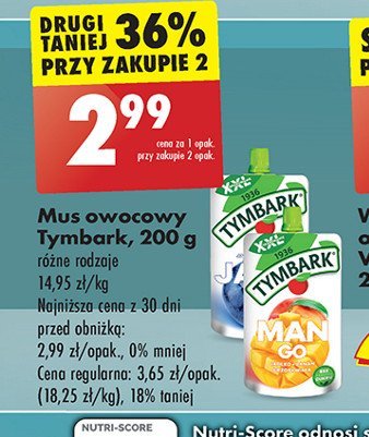 Mus jabłko-mango-brzoskwinia-banan Tymbark mus promocja