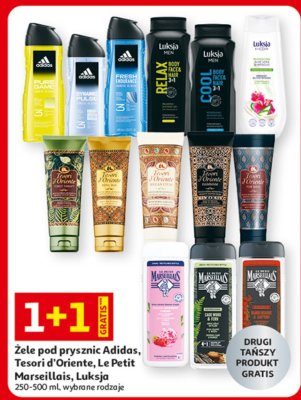 Żele pod prysznic Adidas, Tesori d'Oriente, Le Petit Marseillais, Luksja promocja w Auchan