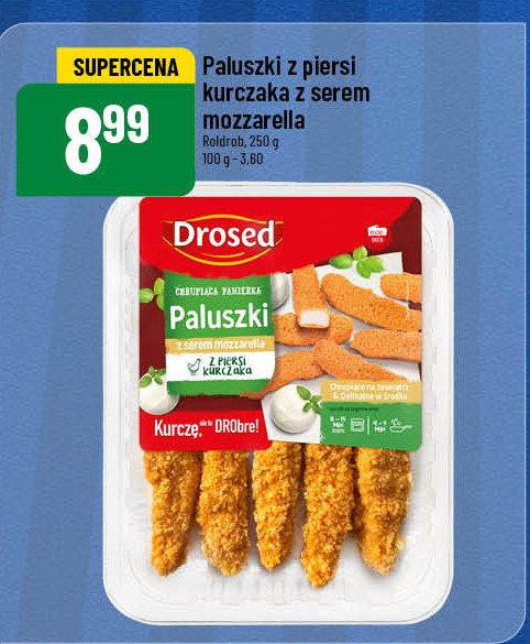 Paluszki z piersi kurczaka z serem mozzarella Drosed promocja