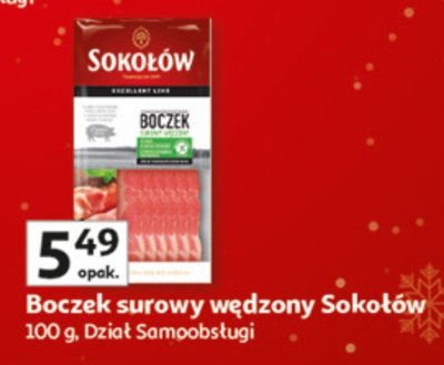 Boczek surowy wędzony Sokołów 100g promocja w Auchan