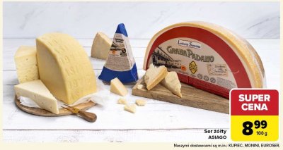 Ser żółty ASIAGO 100 g promocja w Carrefour