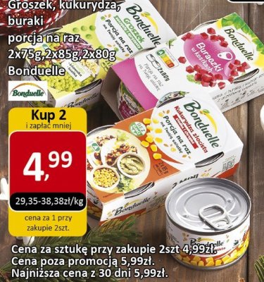 Groszek, kukurydza, buraki 2 porcja na raz Bonduelle promocja w Market Point