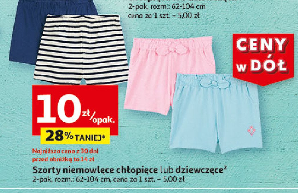 Szorty niemowlęce dziewczece 62-104 cm Auchan inextenso promocja