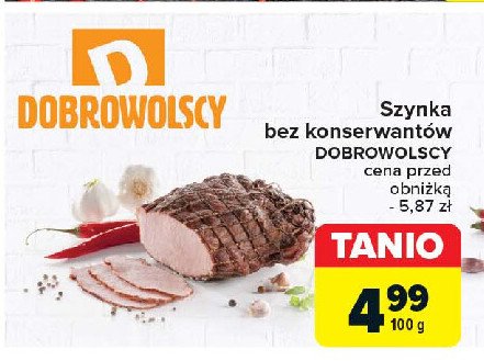 Szynka bez konserwantów Dobrowolscy promocja w Carrefour