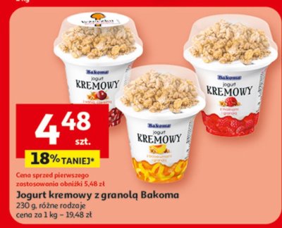 Jogurt kremowy z granolą Bakoma, 230 g, różne rodzaje promocja w Auchan