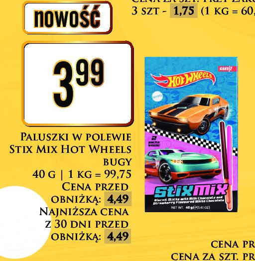 Paluszki w polewie hot wheels Kandiz promocja w Dino