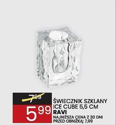 Świecznik szklany ICE CUBE RAVI 5,5 cm promocja w Wafelek