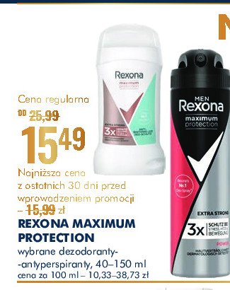 Dezodorant clean scent Rexona maximum protection promocja