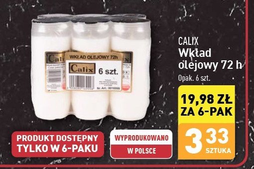 Wkład olejowy 72h Calix promocja