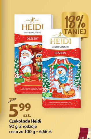 Czekolada deserowa świąteczna Heidi promocja w Leclerc