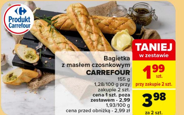 Bagietka z masłem czosnkowym Carrefour promocja