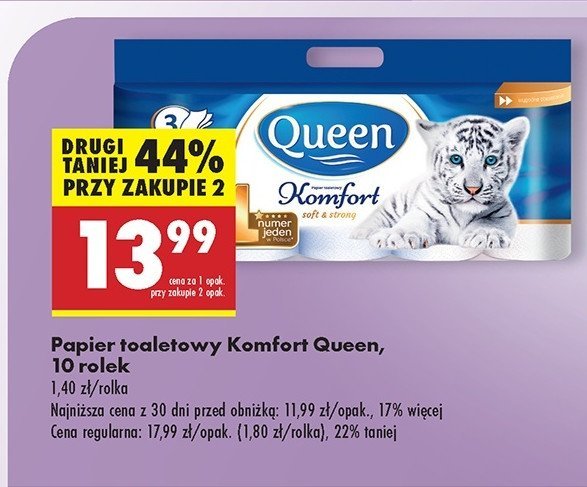 Papier toaletowy komfort Queen promocja w Biedronka