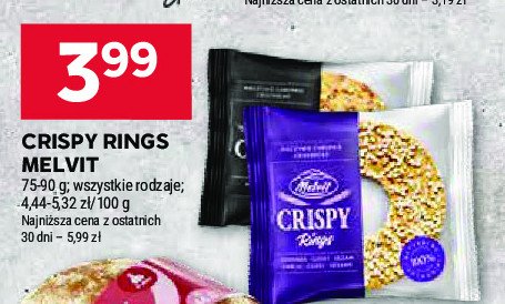 Pieczywo chrupkie czosnkowe MELVIT CRISPY RINGS promocja