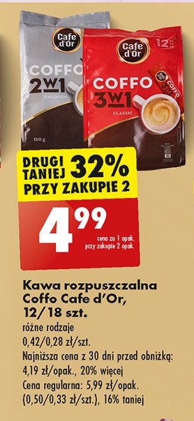 Kawa rozpuszczalna 2 w 1 Cafe d'or coffo promocja