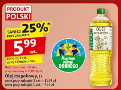 Olej rzepakowy, 1l promocja w Auchan