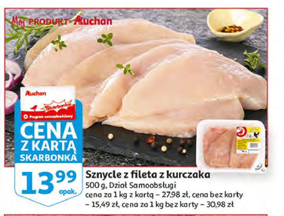 Sznycle z fileta kurczaka Auchan różnorodne (logo czerwone) promocja