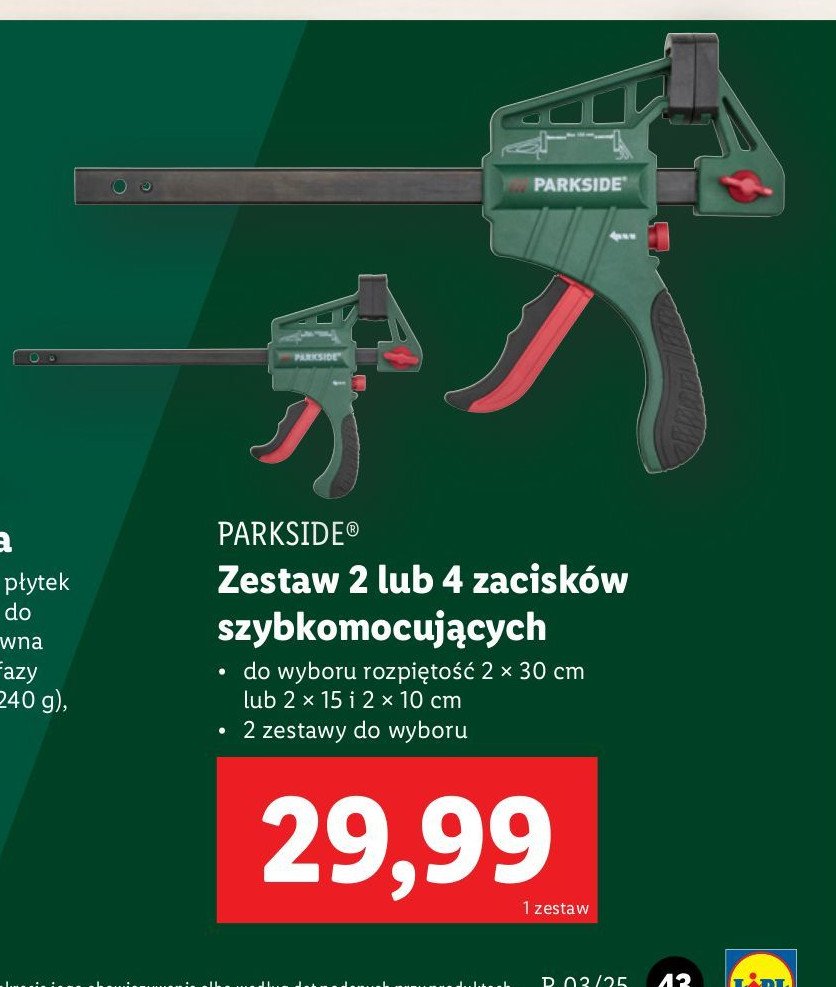 Zestaw zacisków szybkomocujących Parkside promocja