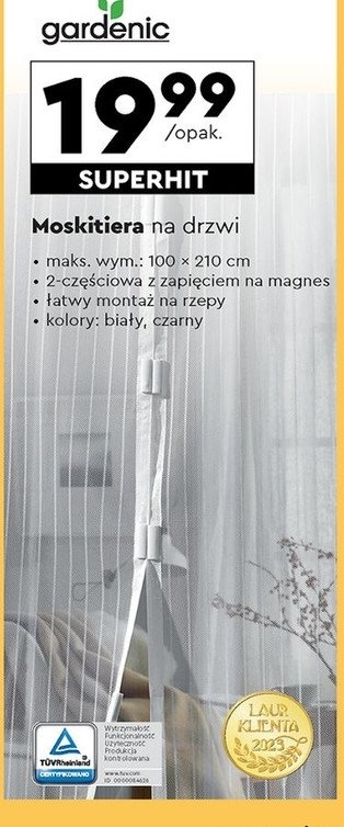 Moskitiera na drzwi 100 x 210 cm czarny Gardenic promocja